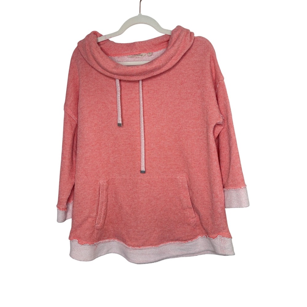 Soft Surroundings Coral Pink Pullover Cowl Neck Textured Knit Large - Picture 2 of 5